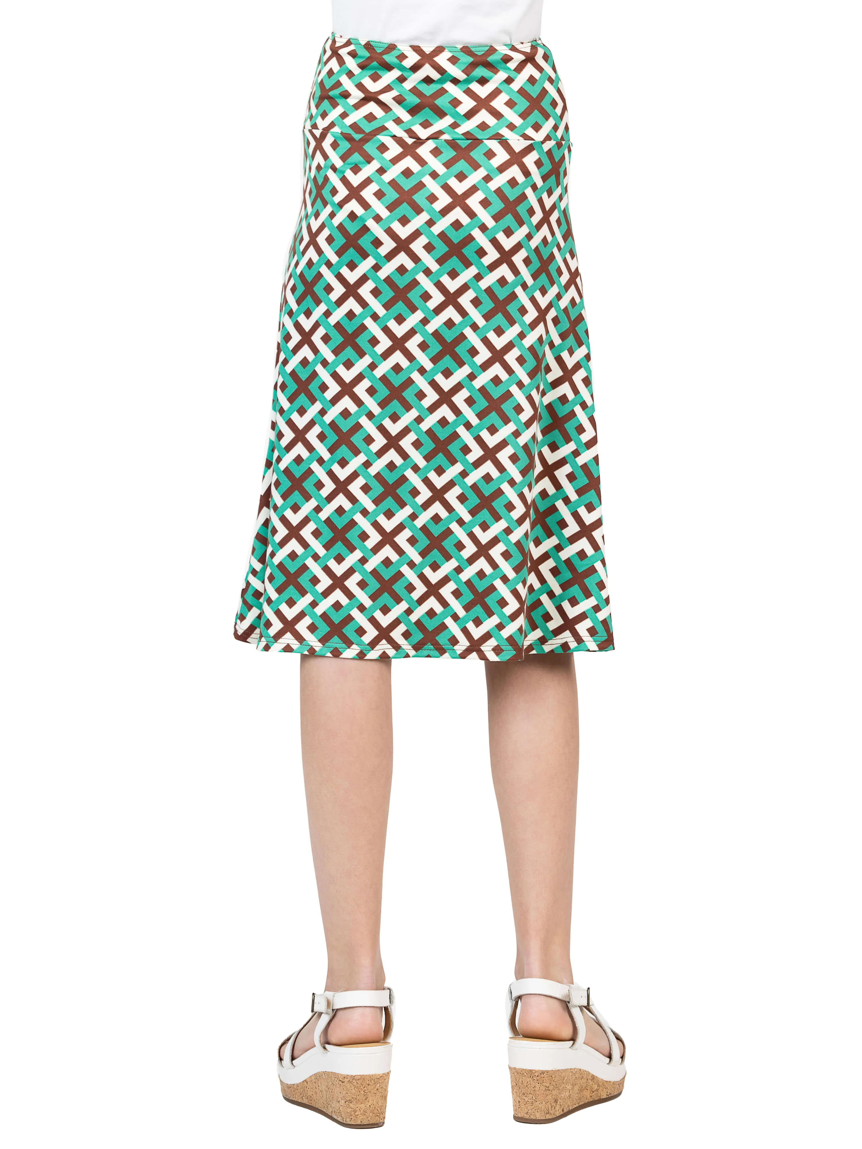 24sevenkid Green Geo Print Girls Knee Length Skirt