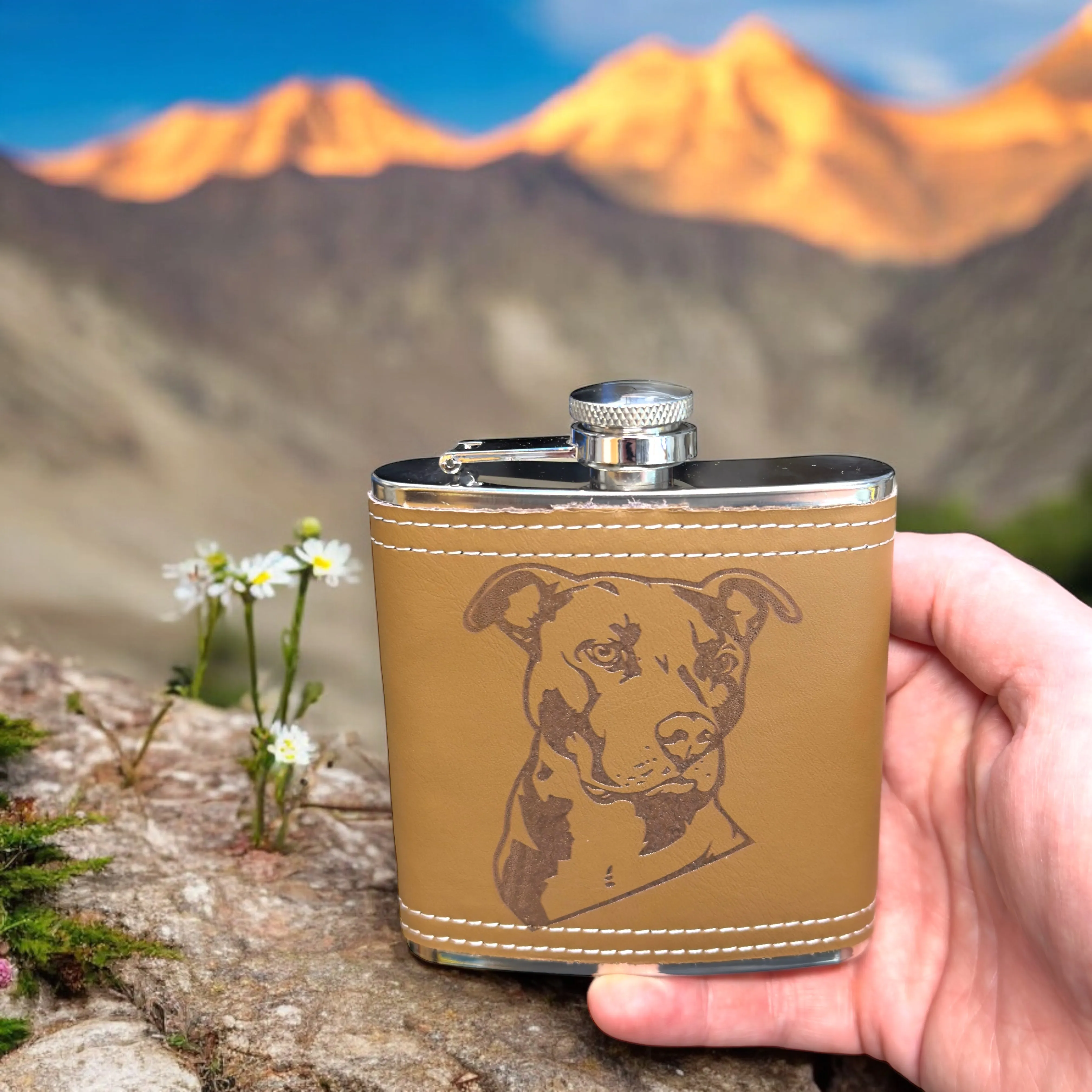 6oz Pitbull Leather Flask