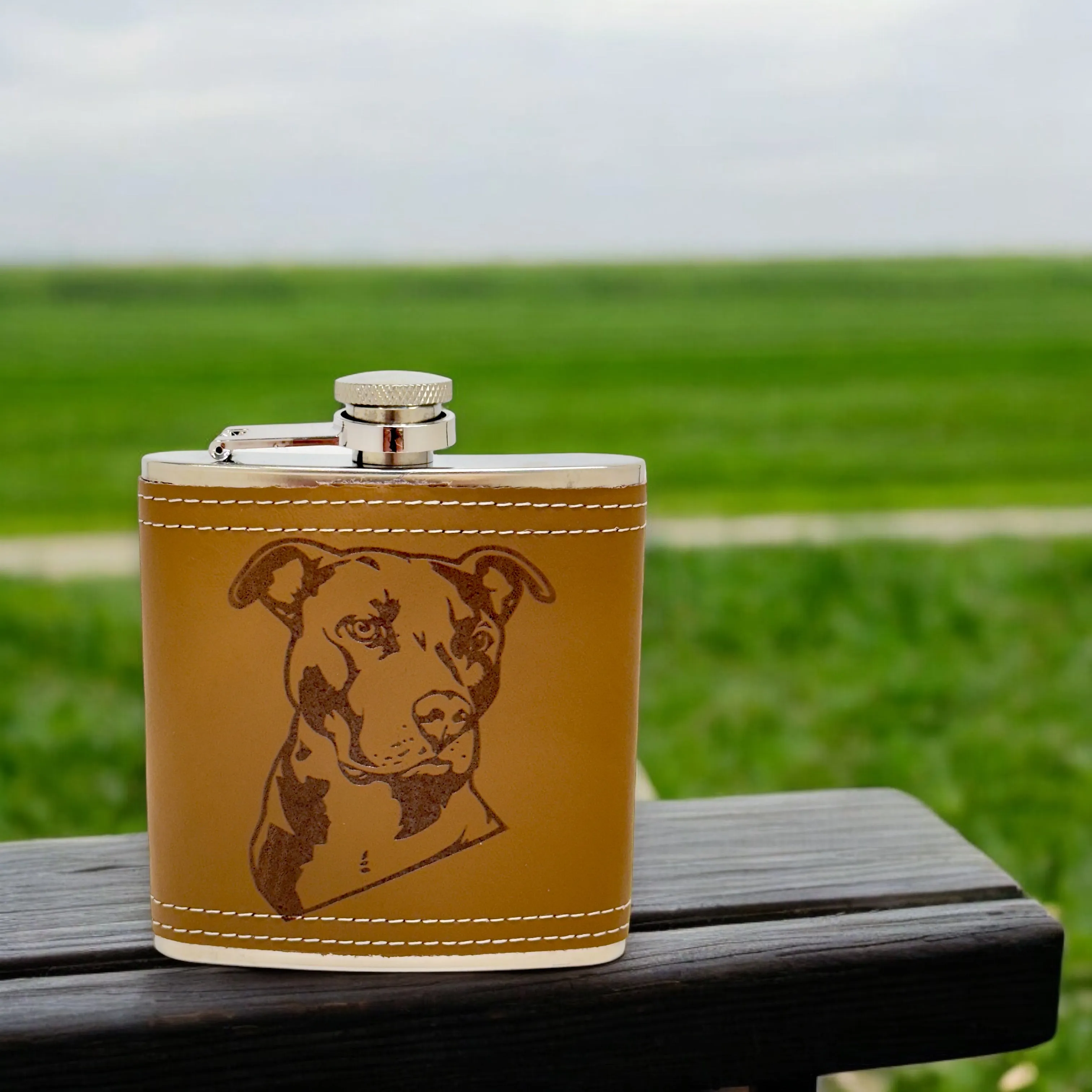 6oz Pitbull Leather Flask