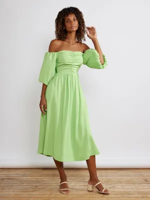 Alexis Green Bardot Midi Dress