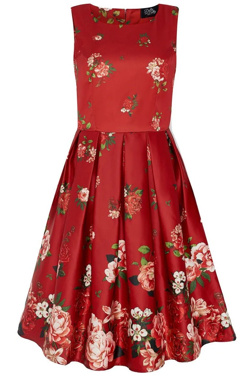 Annie Raising Rose Swing Dress Burgundy