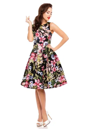 Annie Retro Floral Swing Dress in Tropical