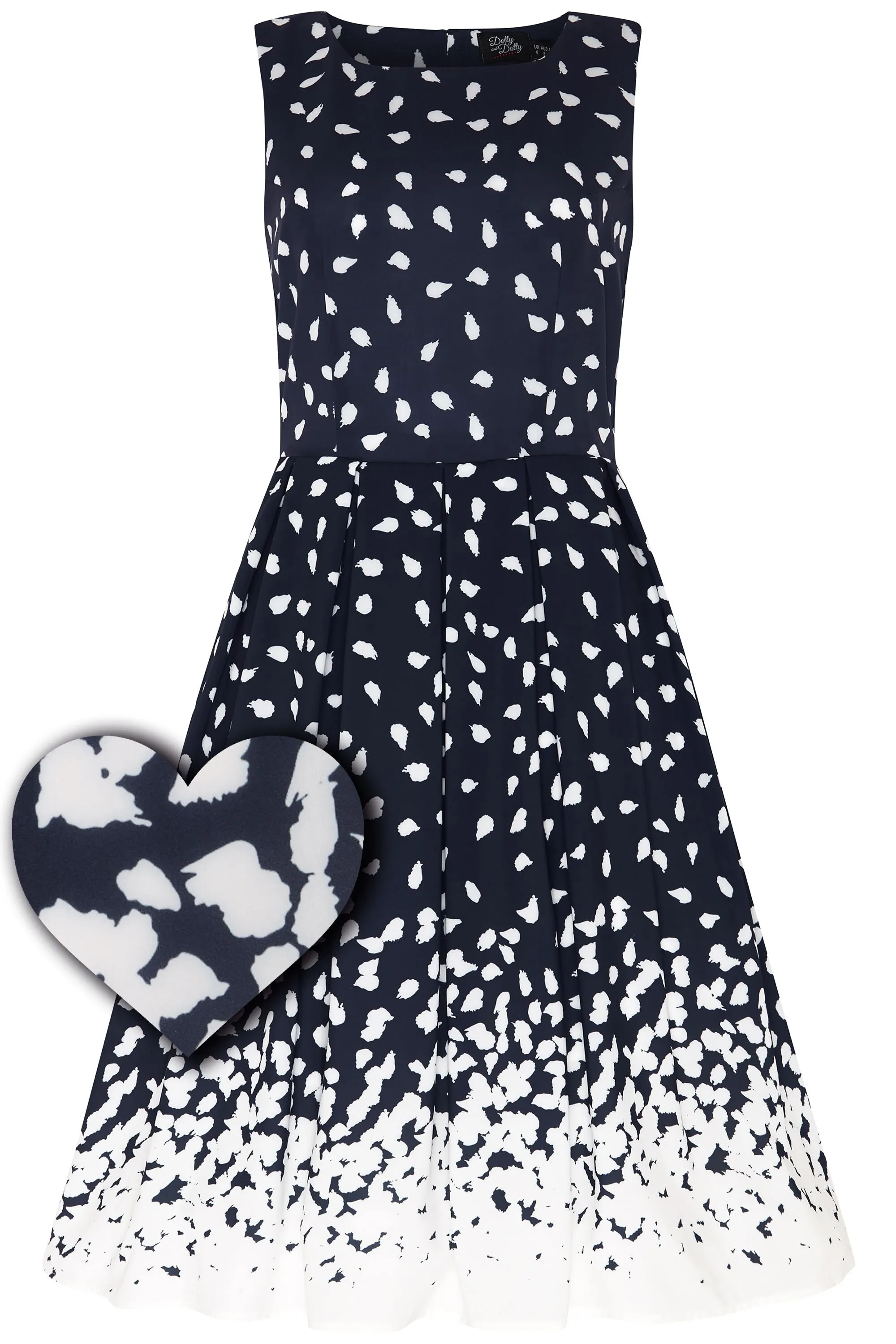 Annie Swing Dress in Navy with Painted Dots