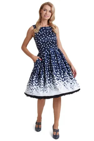 Annie Swing Dress in Navy with Painted Dots