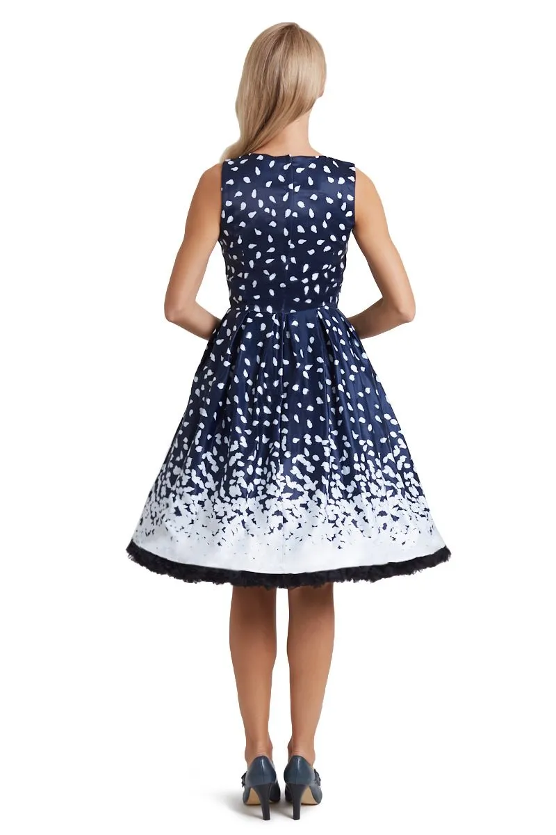 Annie Swing Dress in Navy with Painted Dots