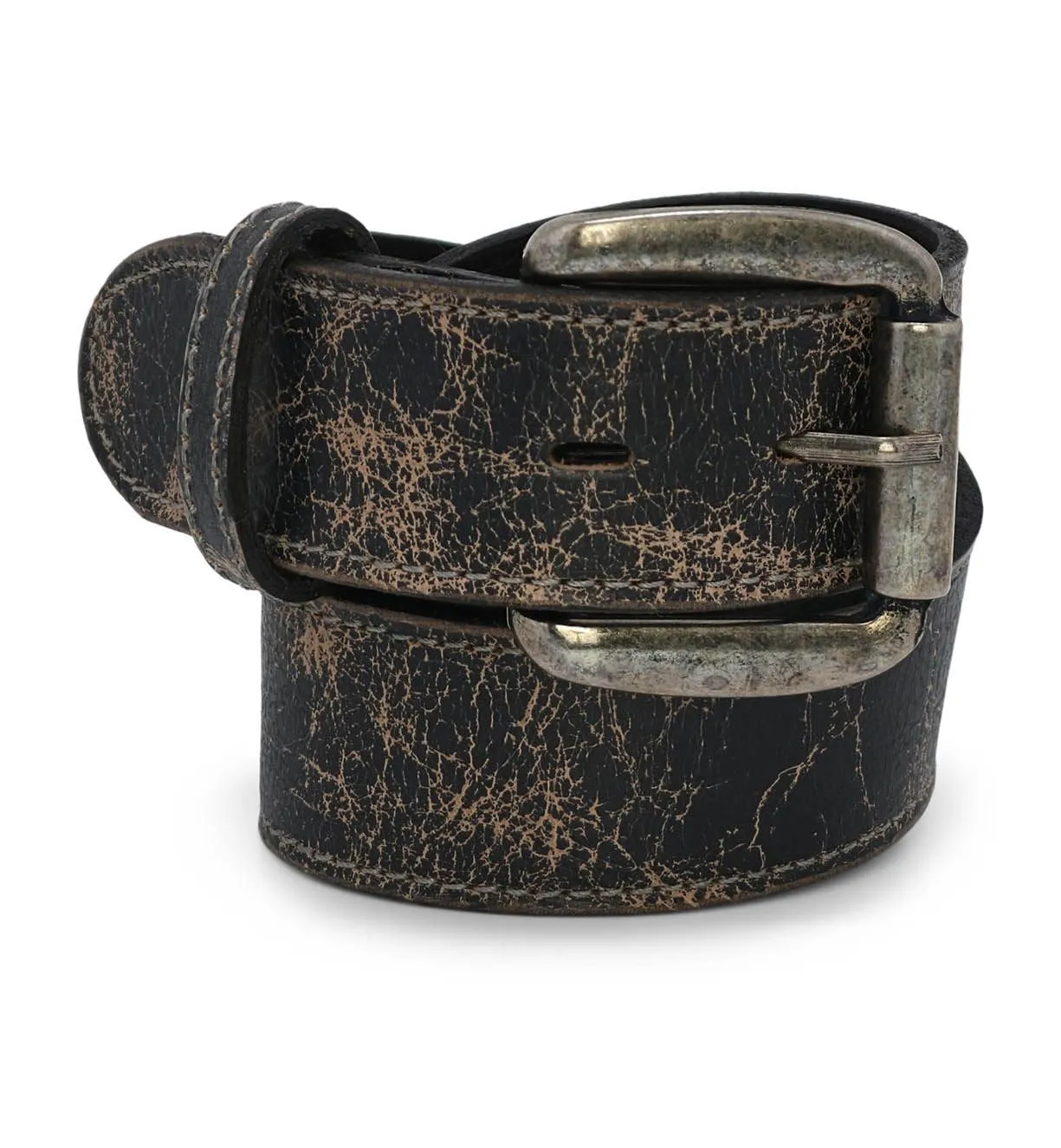 Bedstu Meander Leather Belt, Black Lux