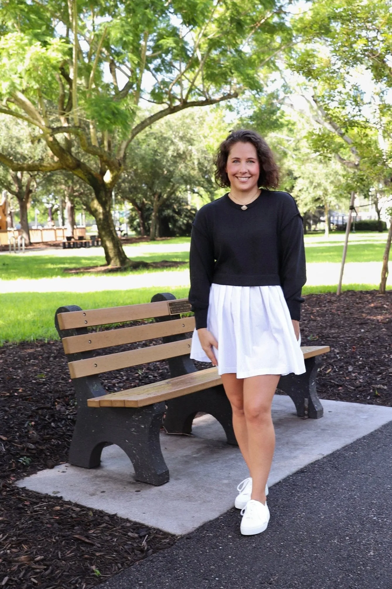 Black Knit Woven Combo Mini Dress