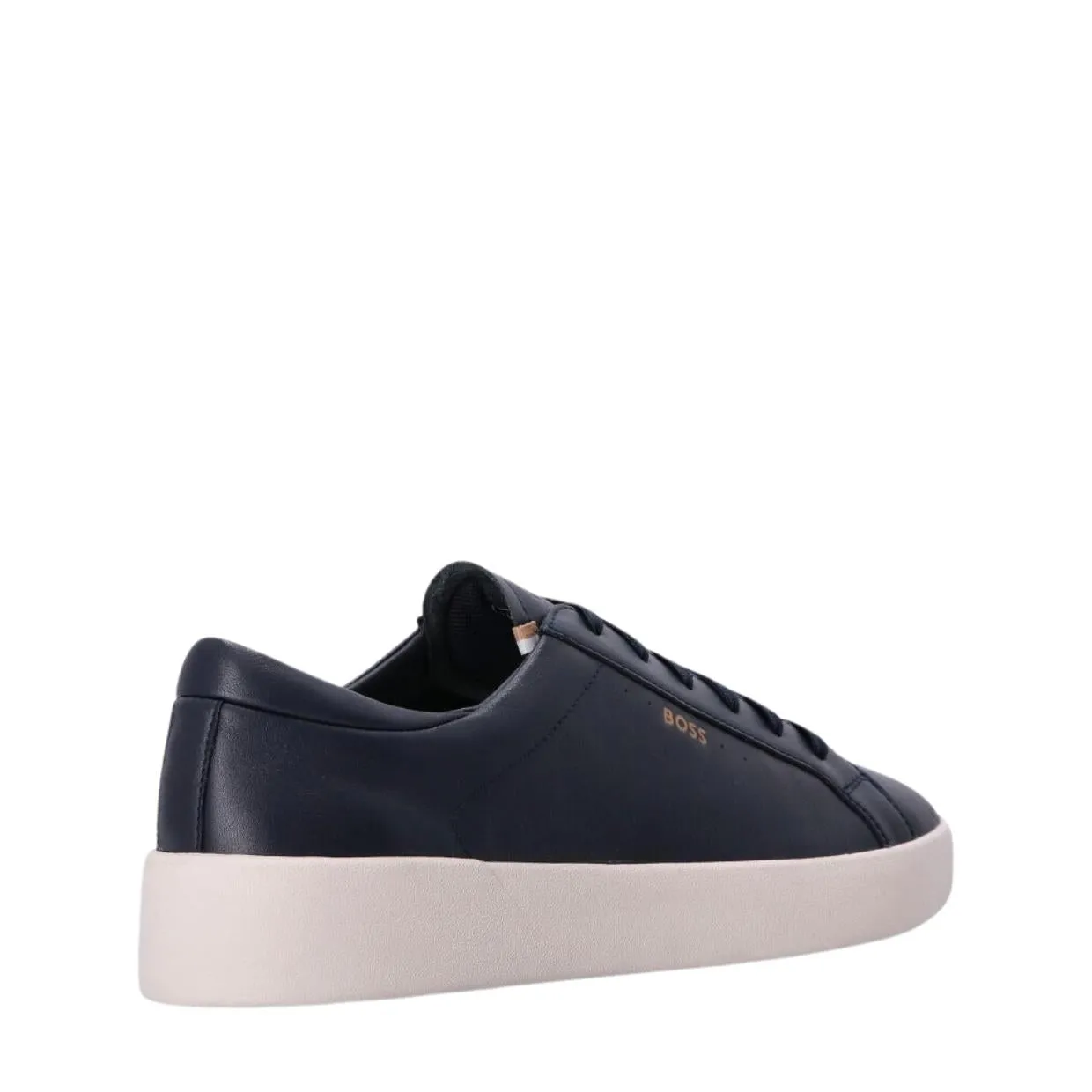 BOSS Contrast Logo Belwar Smooth Leather Navy Trainers