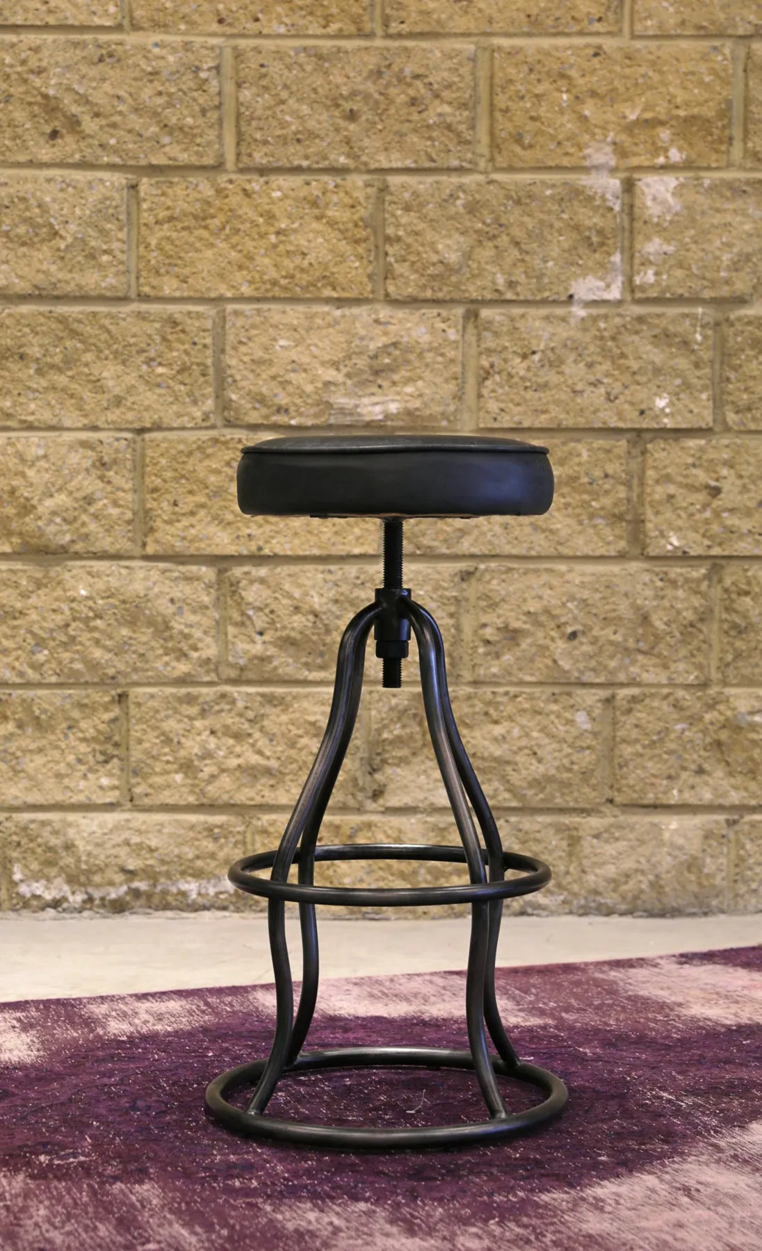 Bowie Bar Stool - Distressed Black Leather