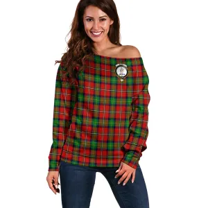 Boyd Tartan Off Shoulder Women Sweater with Family Crest