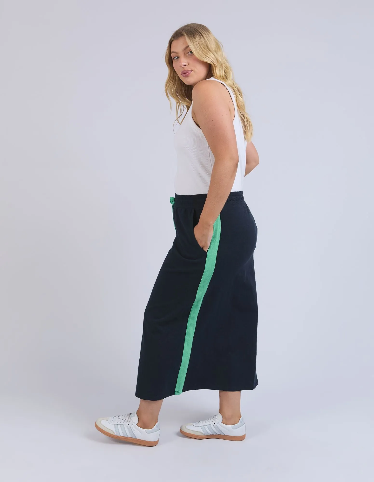 Brunch Skirt - Side Tape - Navy with Neon Green Tape