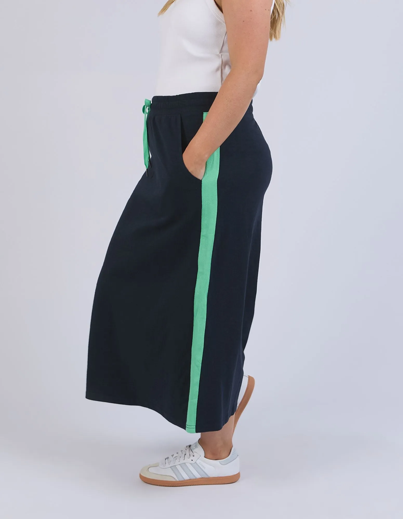 Brunch Skirt - Side Tape - Navy with Neon Green Tape