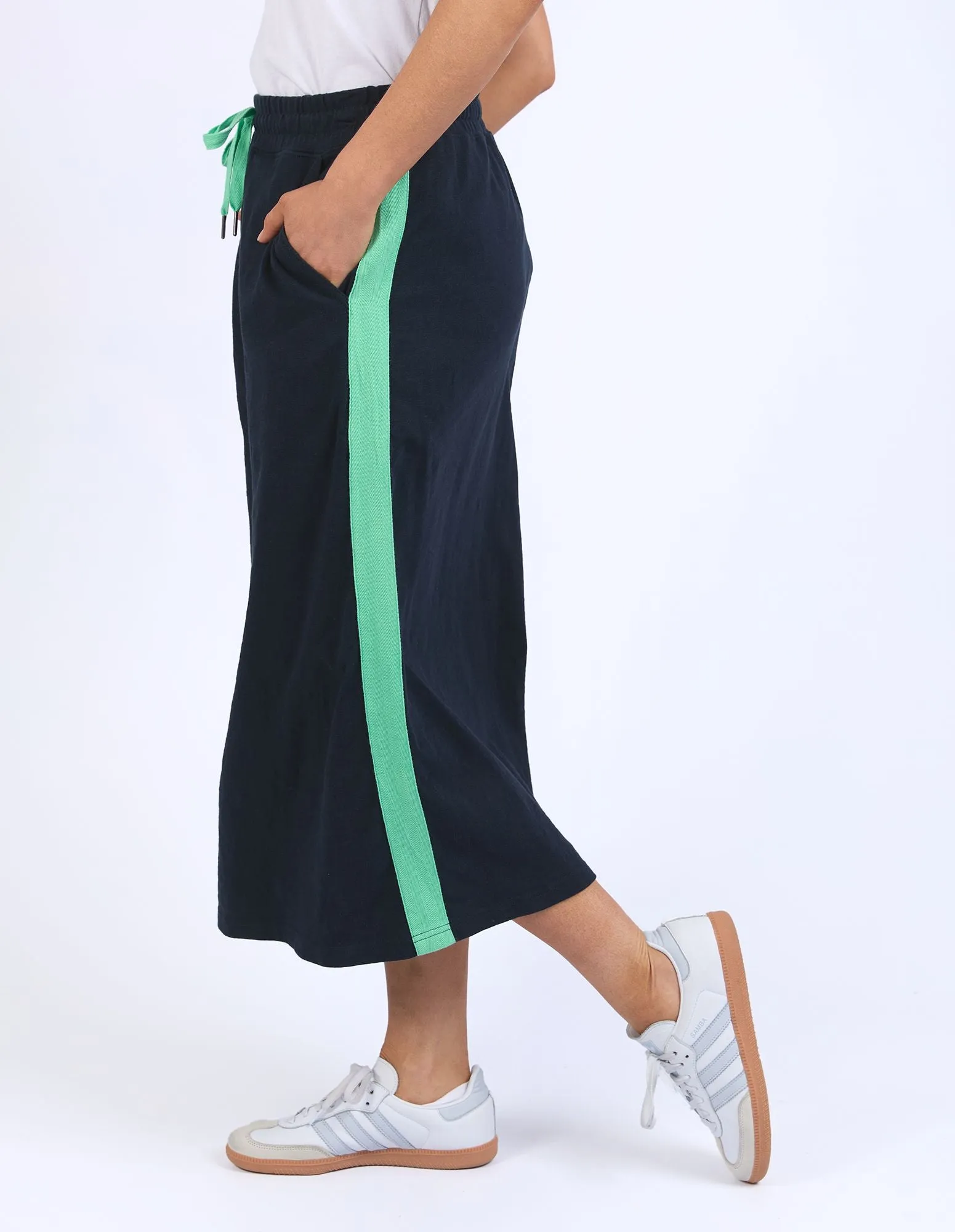 Brunch Skirt - Side Tape - Navy with Neon Green Tape