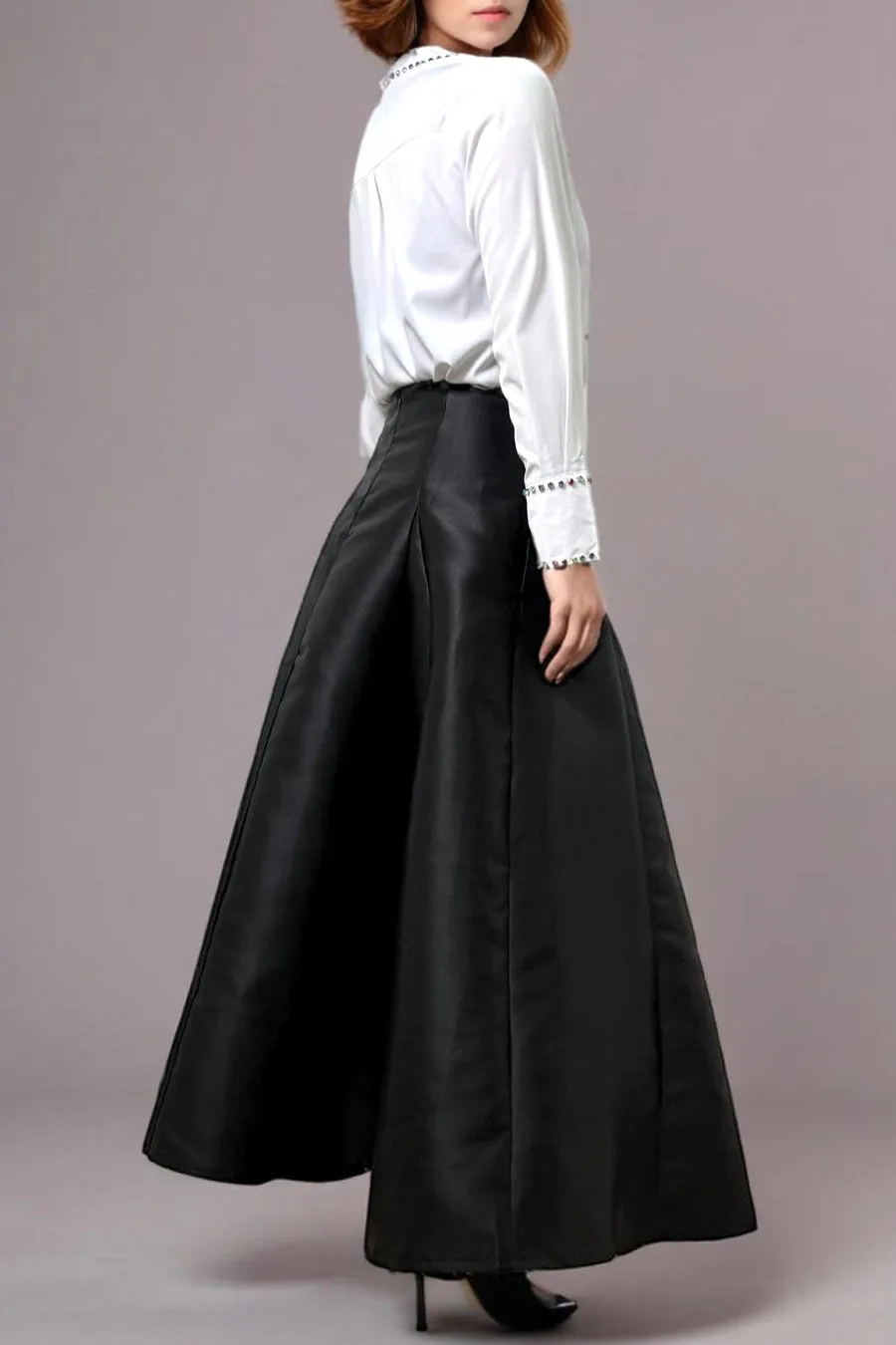 CH0049 A-LINE MAXI SKIRT (GRN, BLK, WHT)