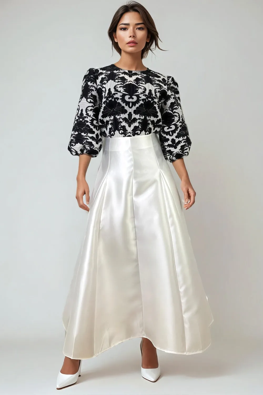 CH0049 A-LINE MAXI SKIRT (GRN, BLK, WHT)