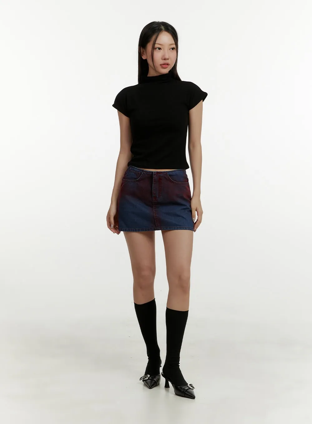 Color Washed Mini Skirt CY408