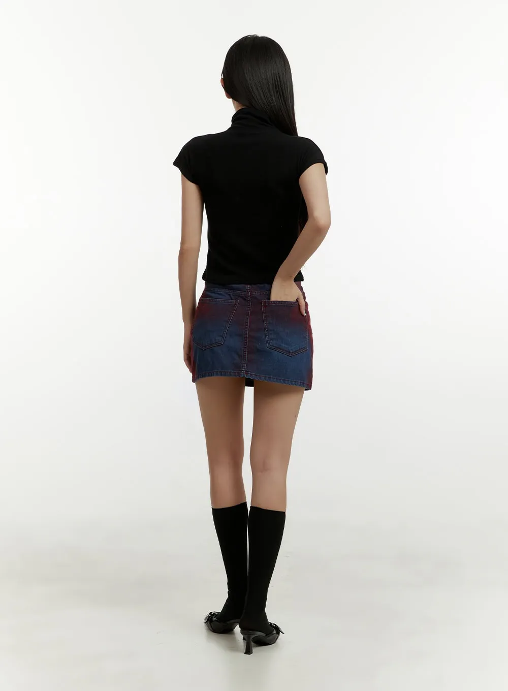 Color Washed Mini Skirt CY408