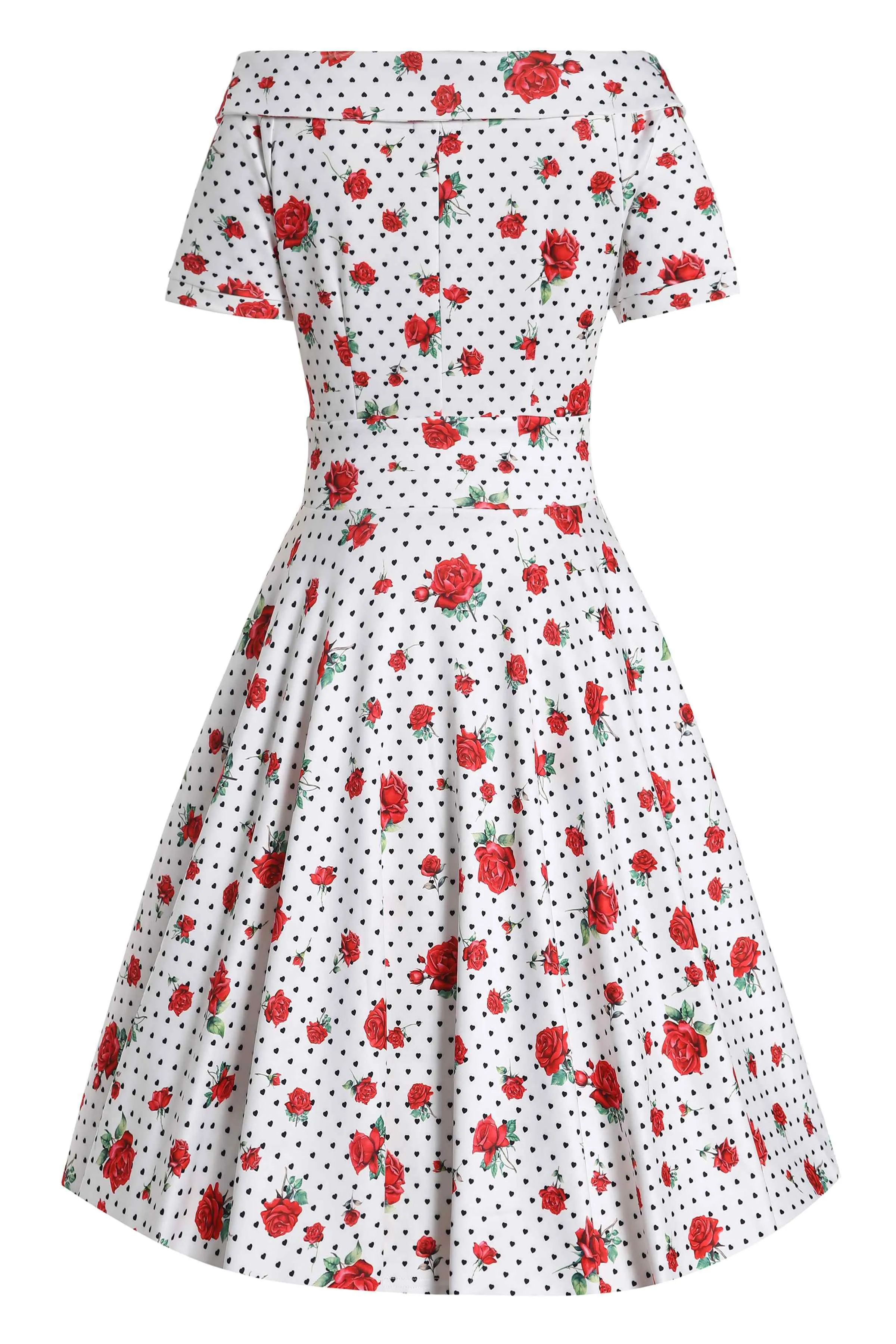 Darlene Retro Heart & Rose Dress