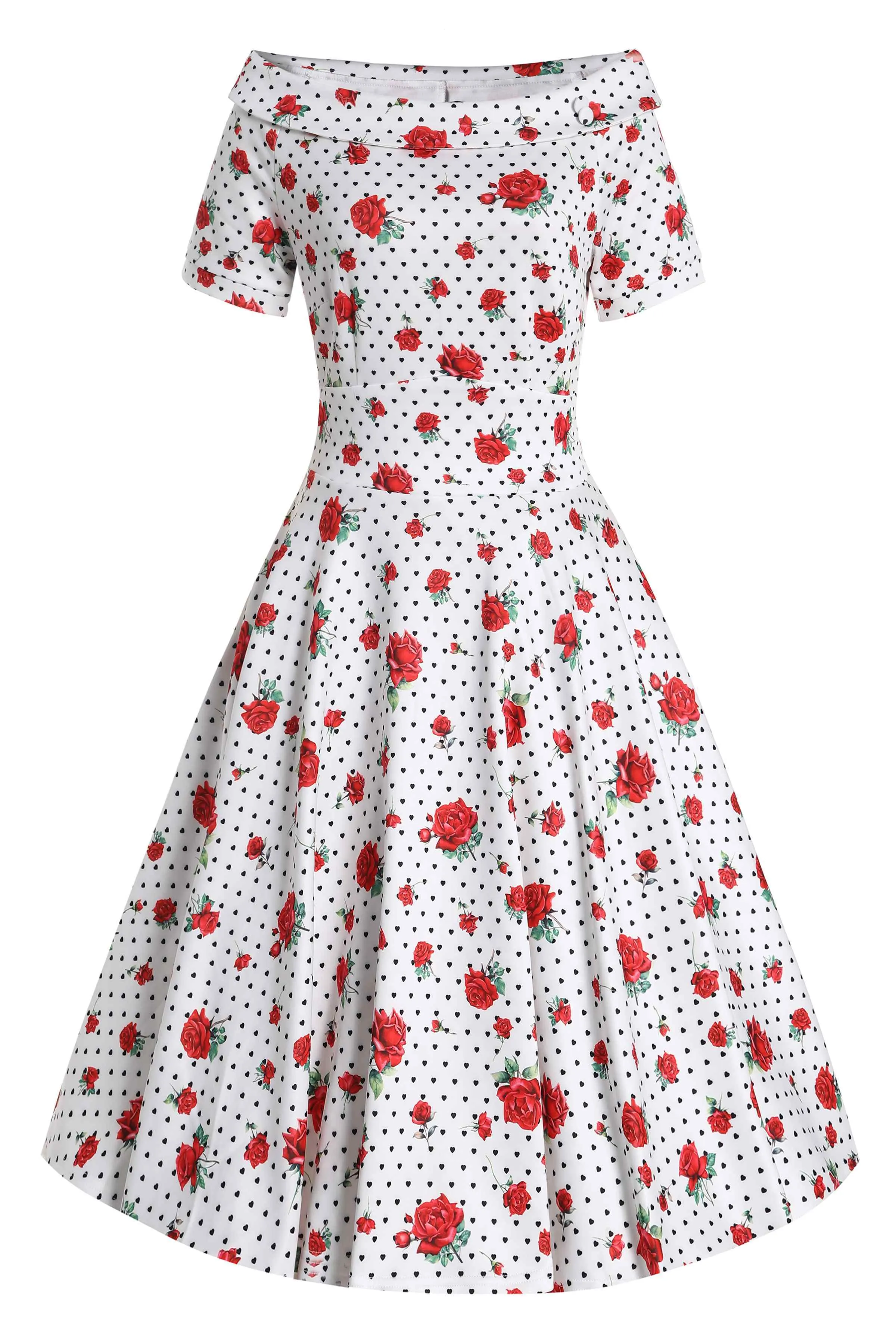 Darlene Retro Heart & Rose Dress