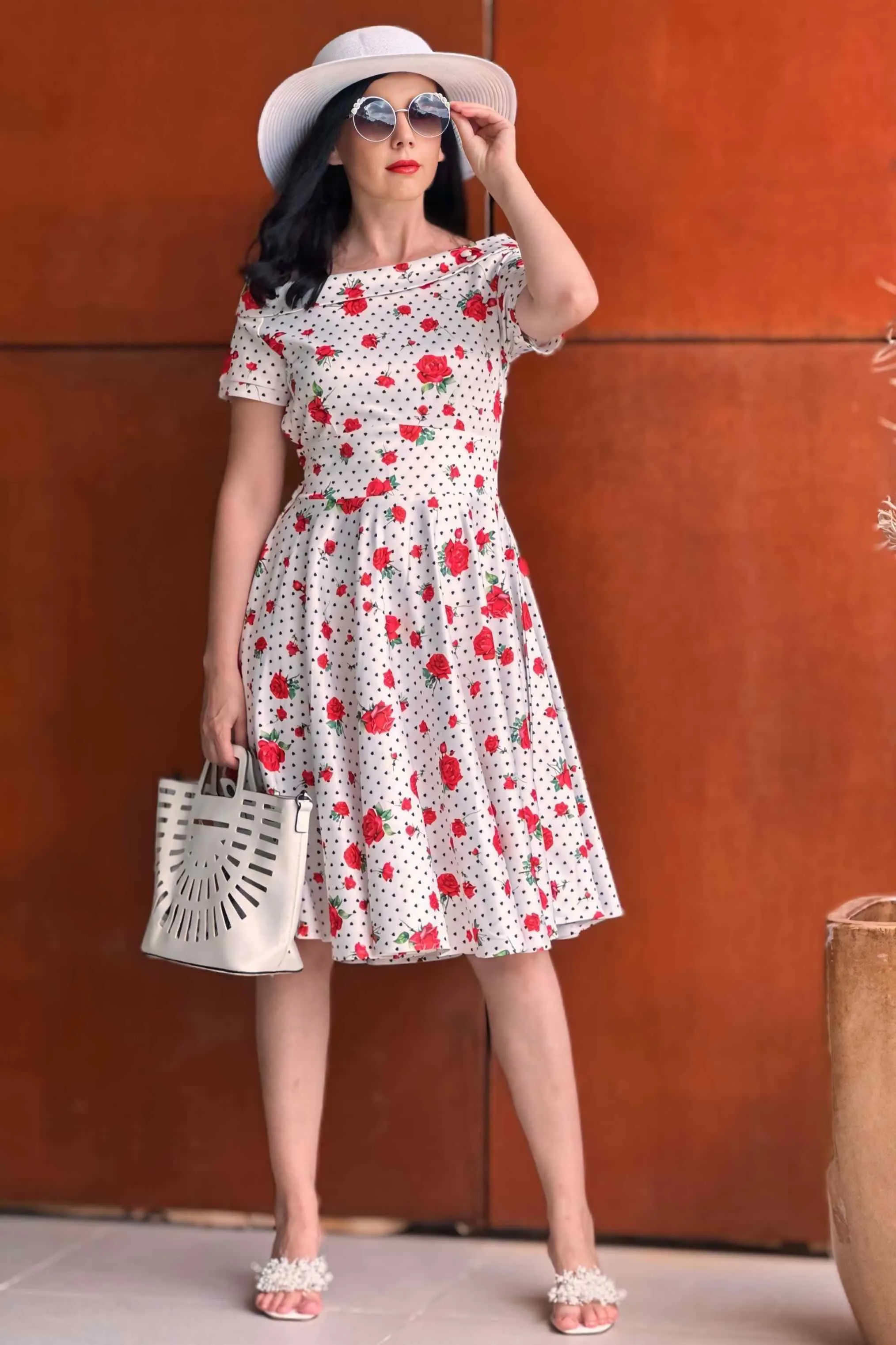 Darlene Retro Heart & Rose Dress