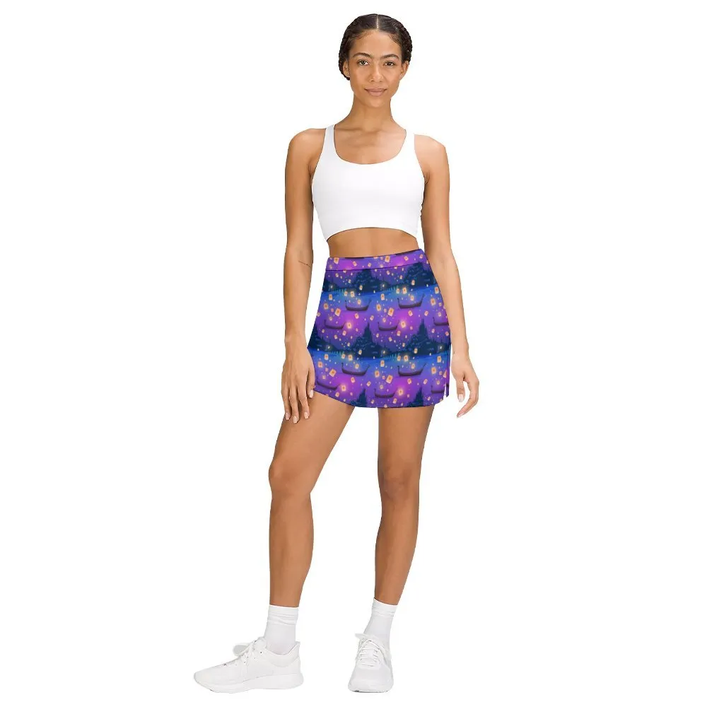 Disney Tangled Rapunzel Floating Lanterns Athletic A-Line Skirt With Pocket