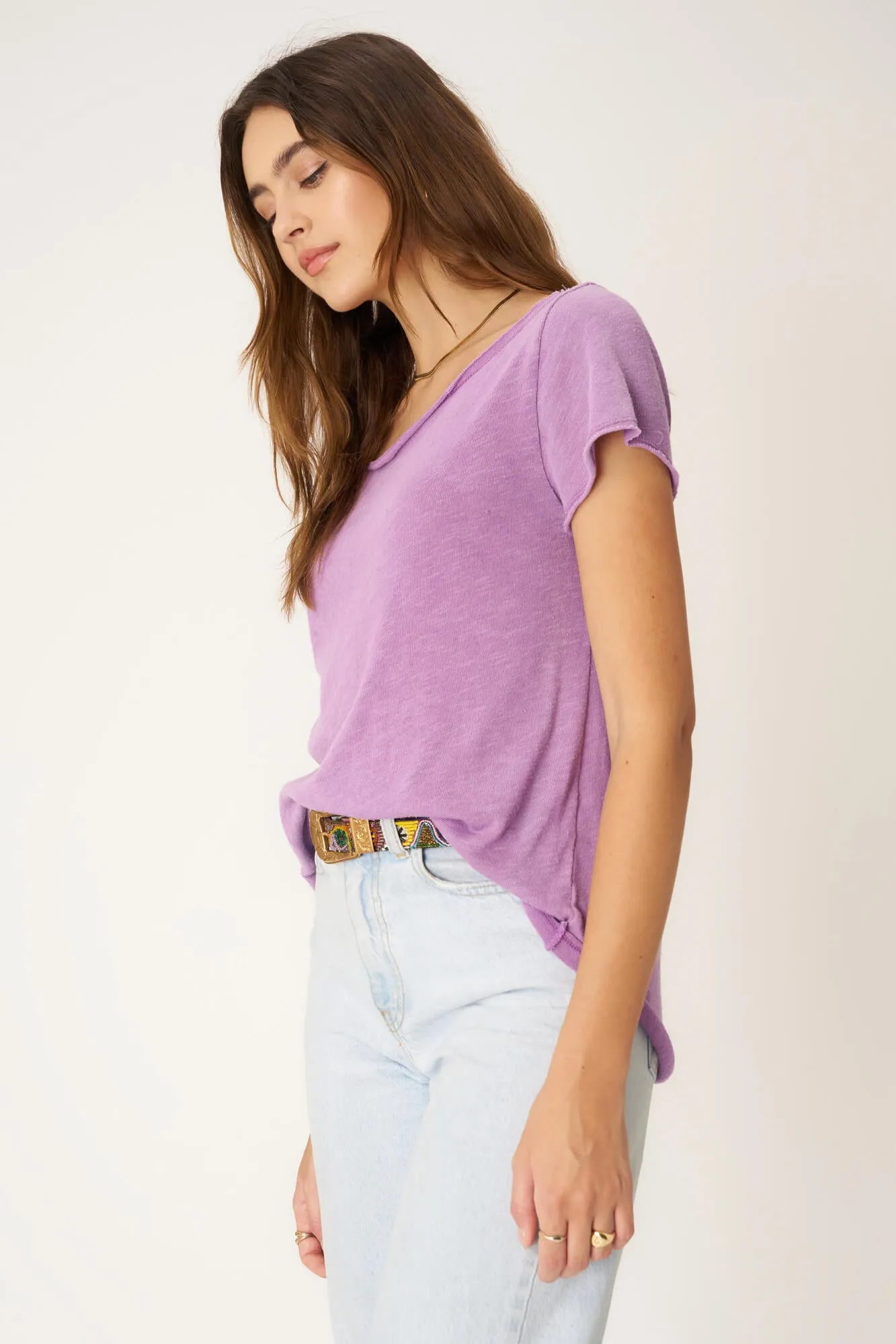 Easy On Me Textured Crew Tee - Purple Magic