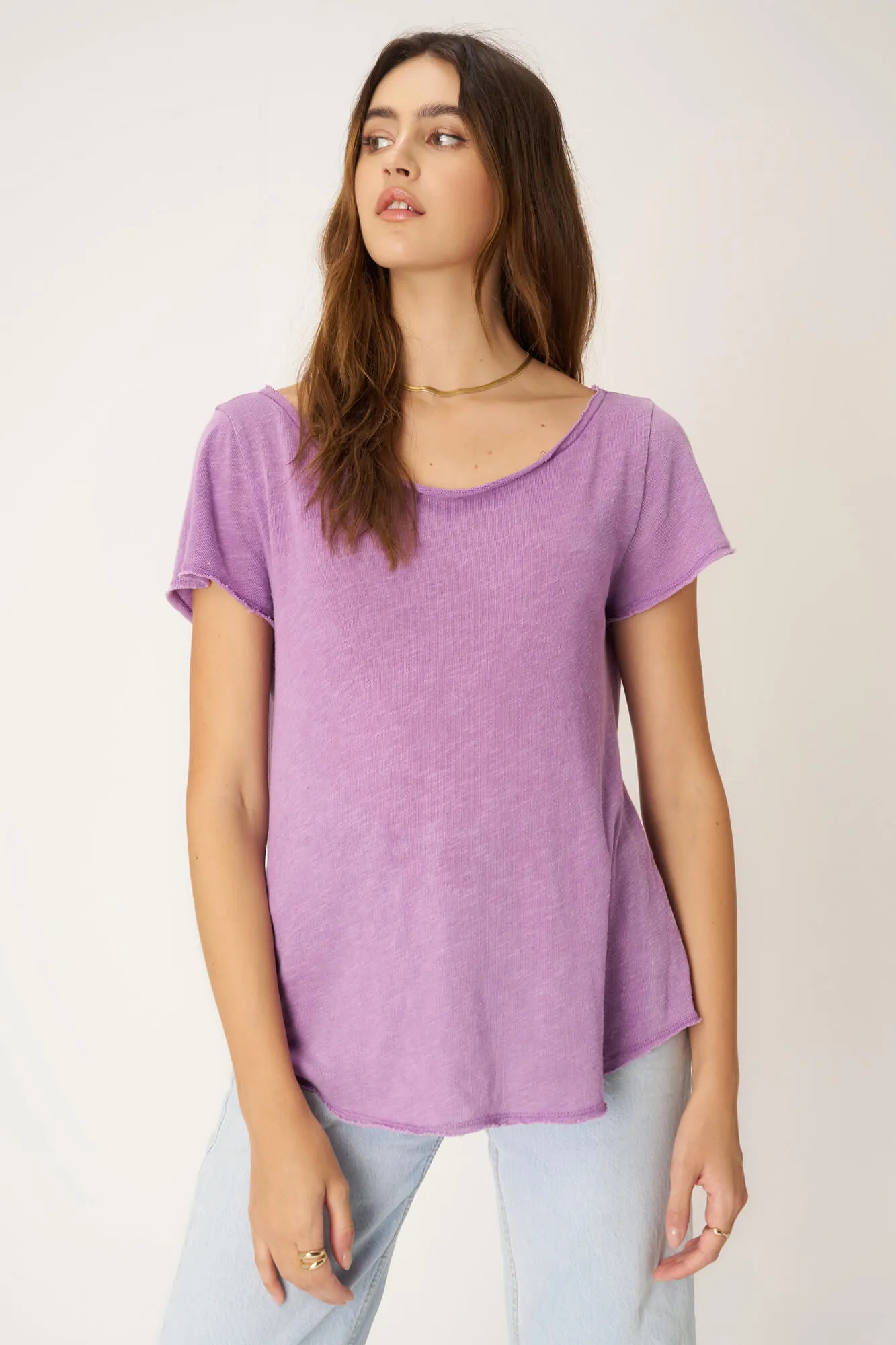 Easy On Me Textured Crew Tee - Purple Magic