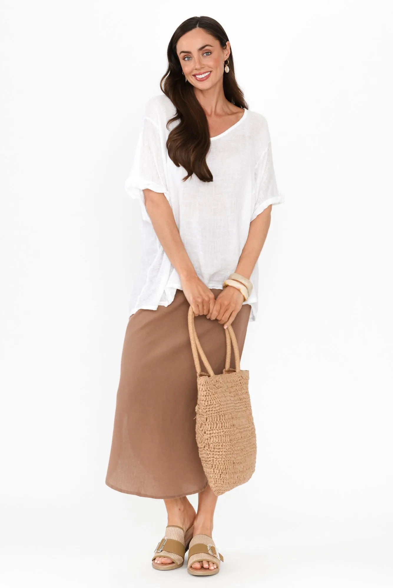 Ember Mocha Cotton Blend Drawstring Skirt