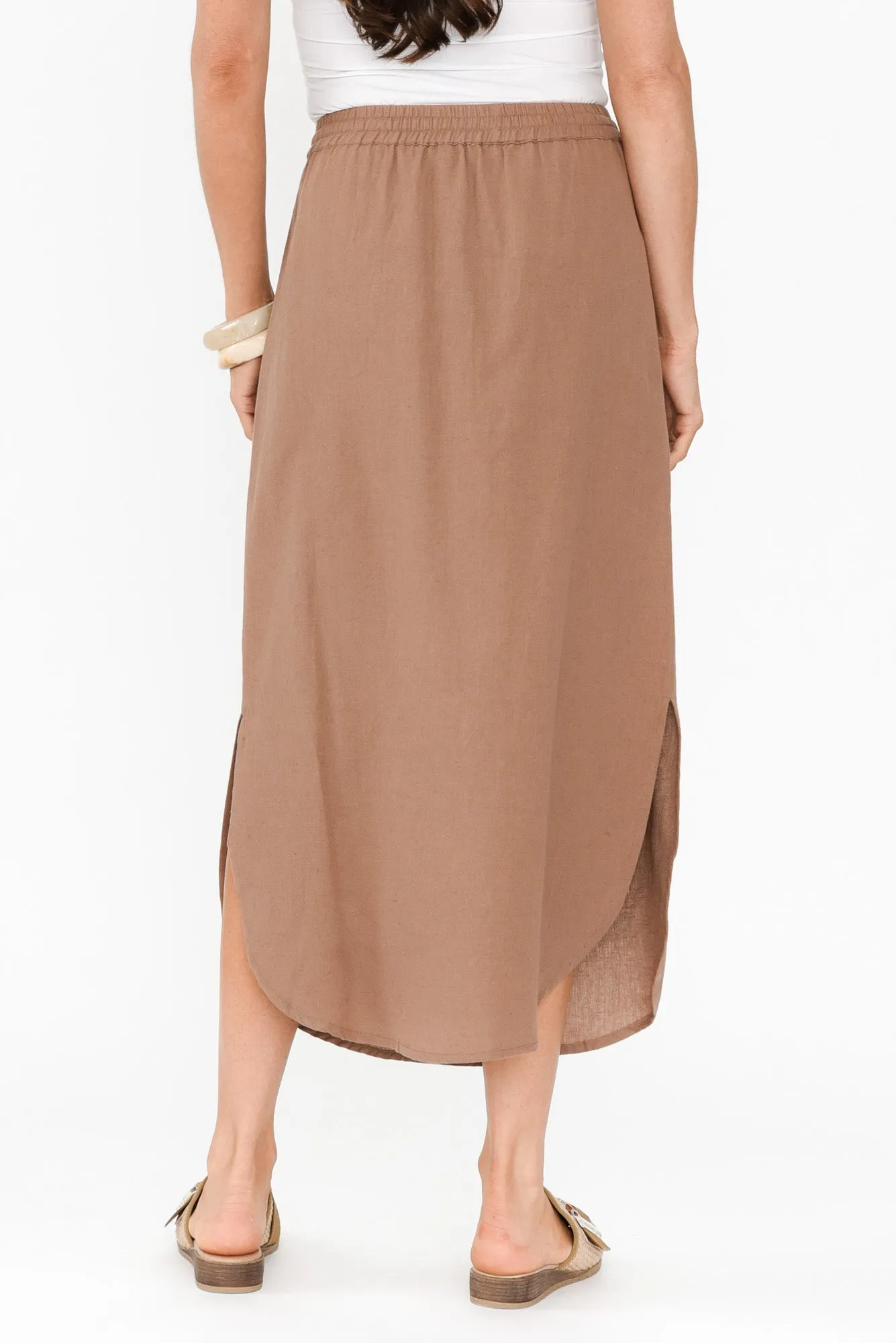 Ember Mocha Cotton Blend Drawstring Skirt