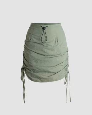 Emerald Dust High Waisted Cargo Skirt