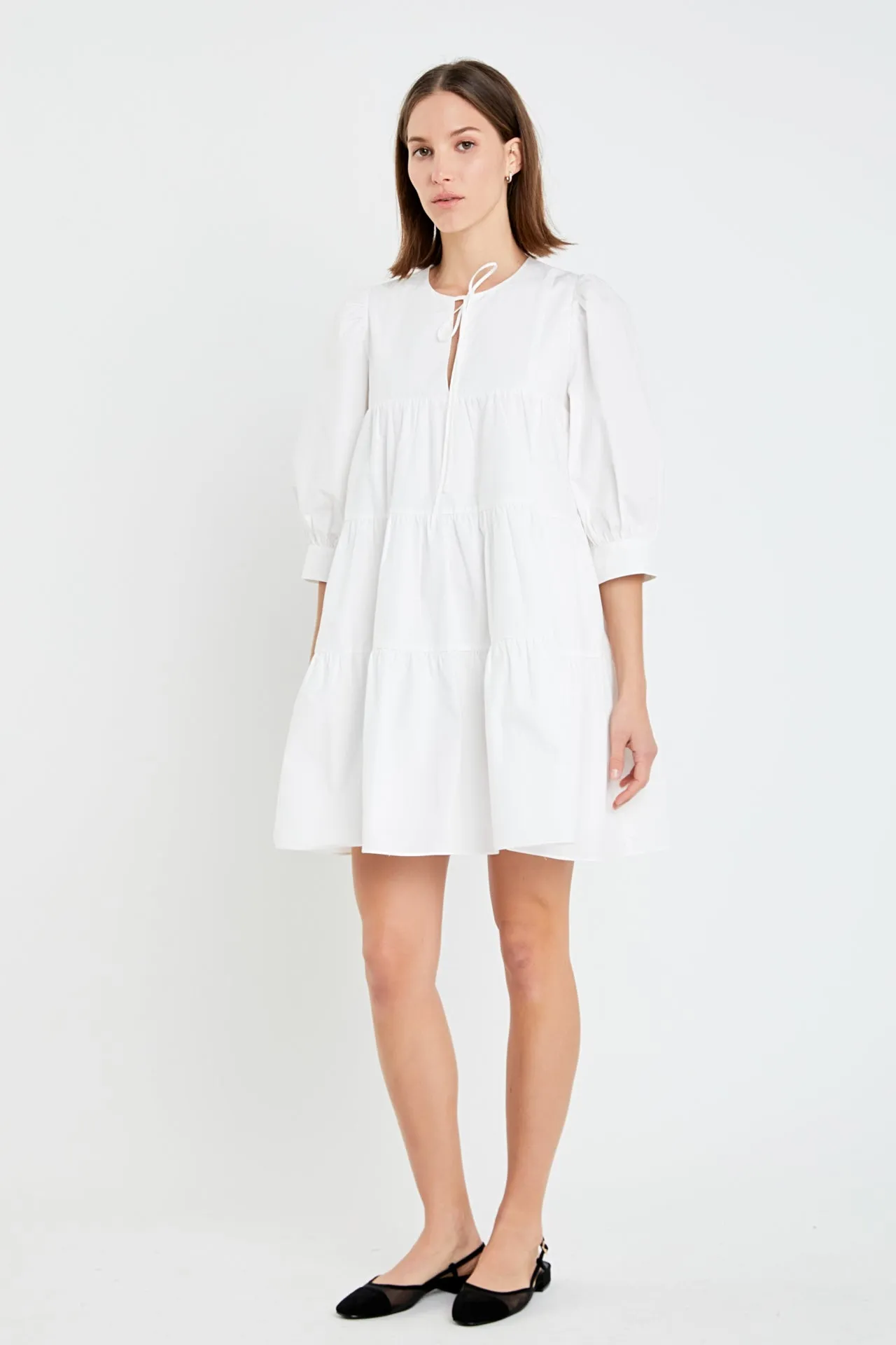 English Factory - Blouson Sleeve Poplin Mini Dress