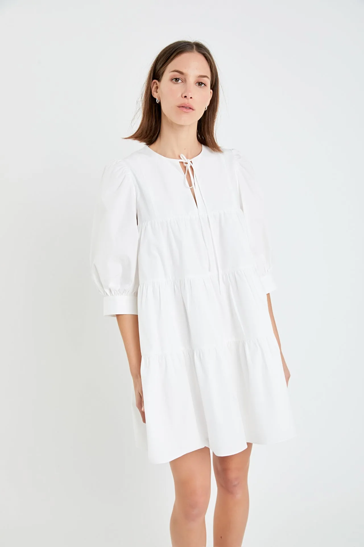 English Factory - Blouson Sleeve Poplin Mini Dress