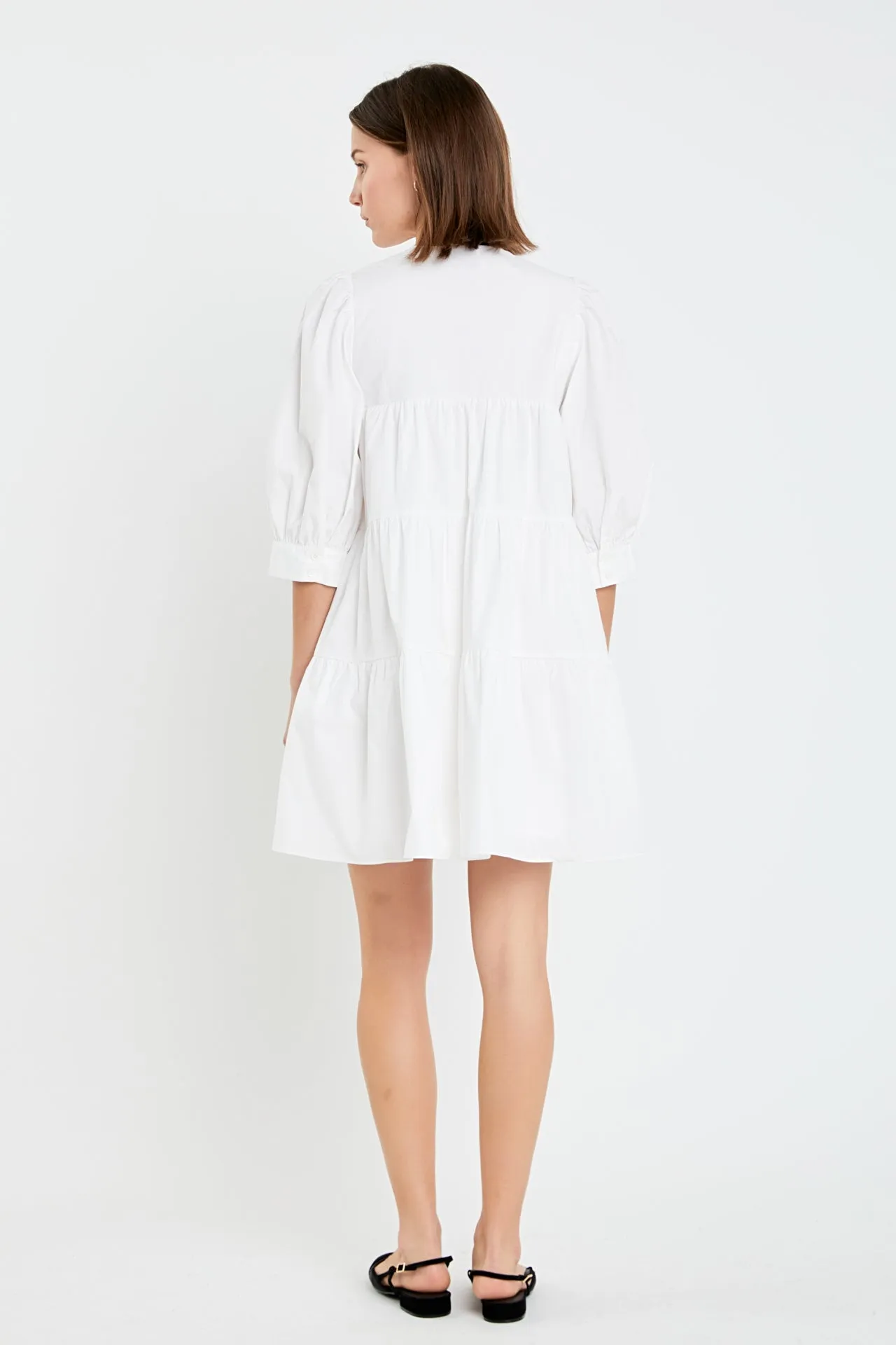 English Factory - Blouson Sleeve Poplin Mini Dress