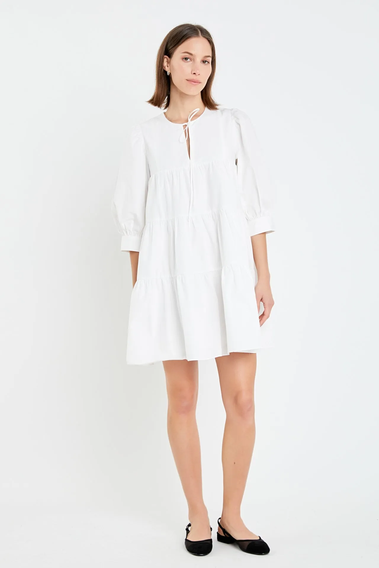 English Factory - Blouson Sleeve Poplin Mini Dress