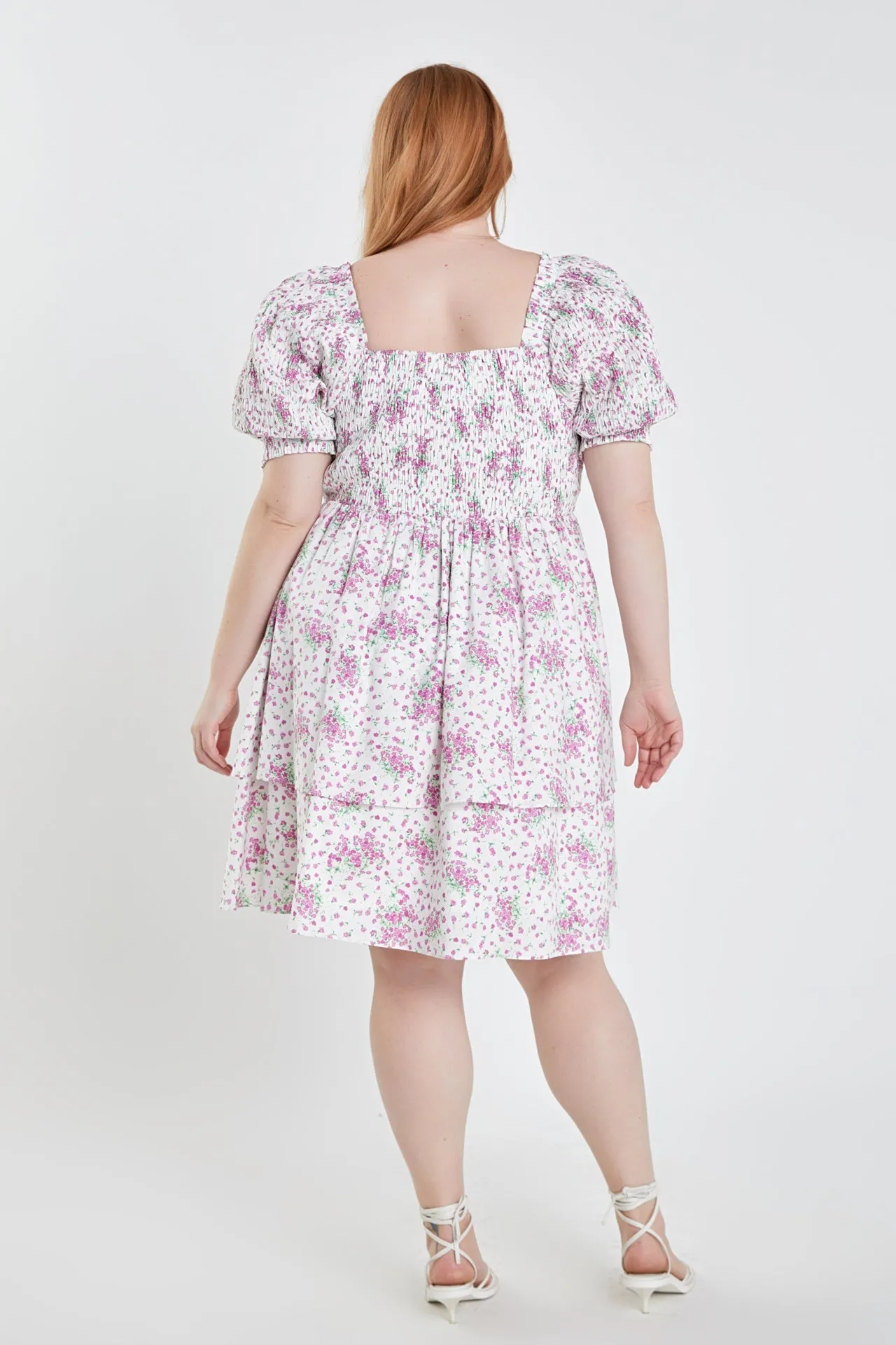 English Factory - Plus Size Tiered Smocked Mini Dress