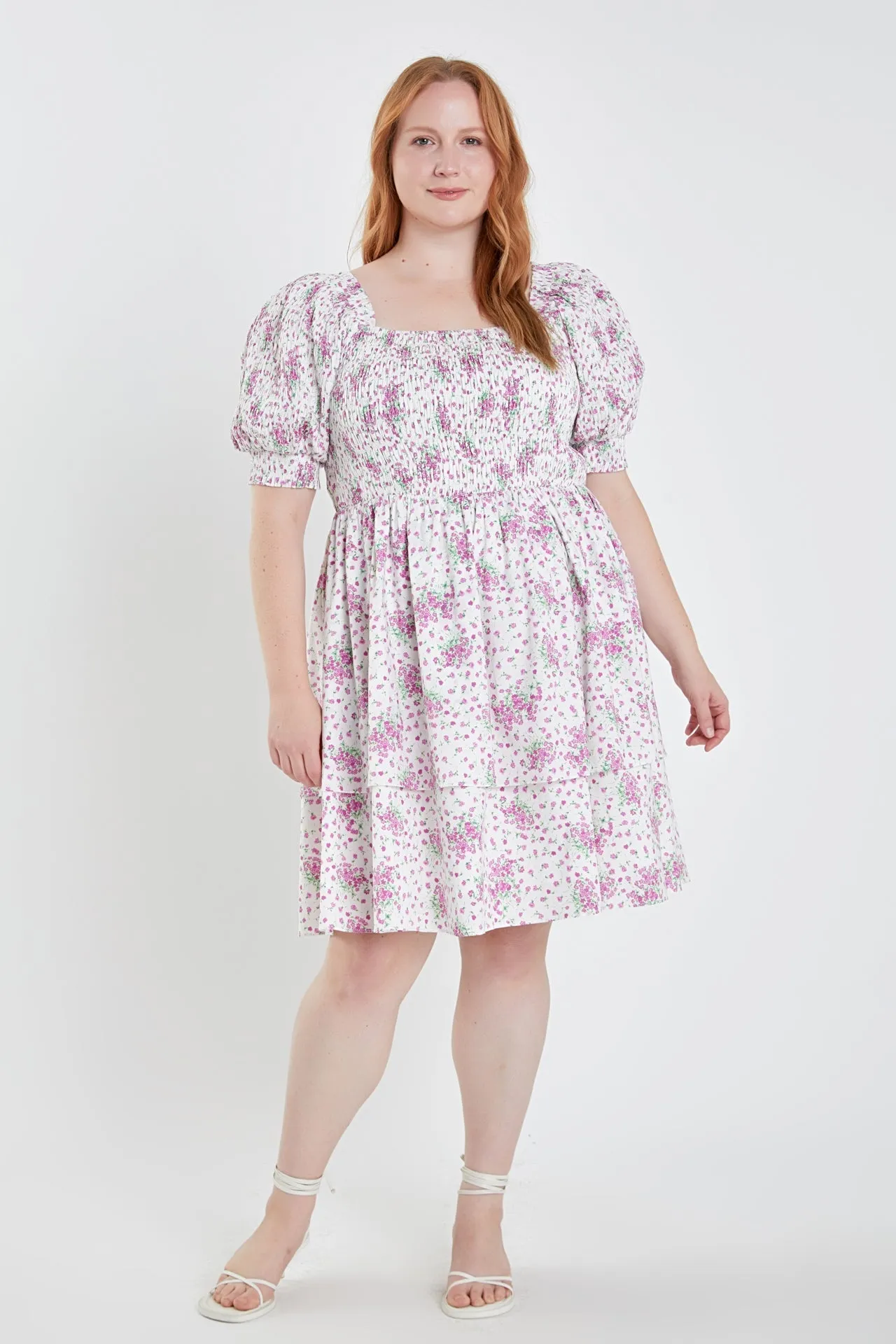 English Factory - Plus Size Tiered Smocked Mini Dress