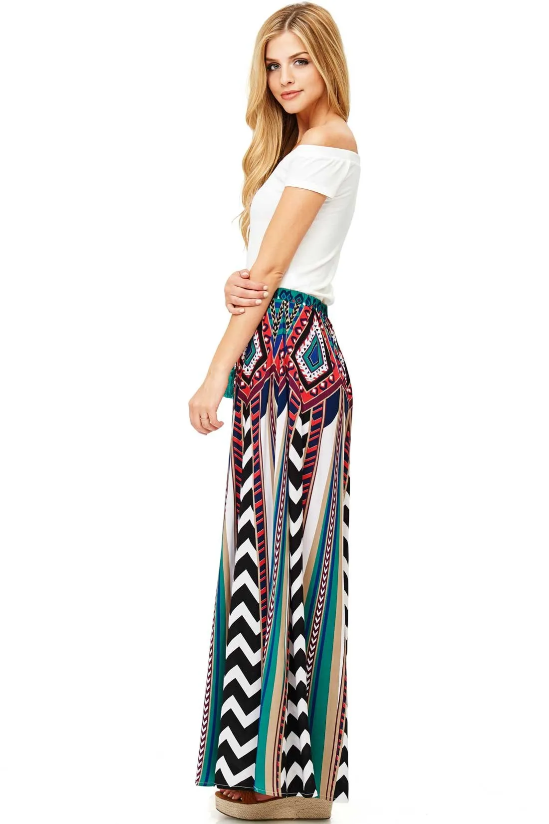 Flying Tomato Women's Convertible Chevron/Floral Print Maxi Skirt