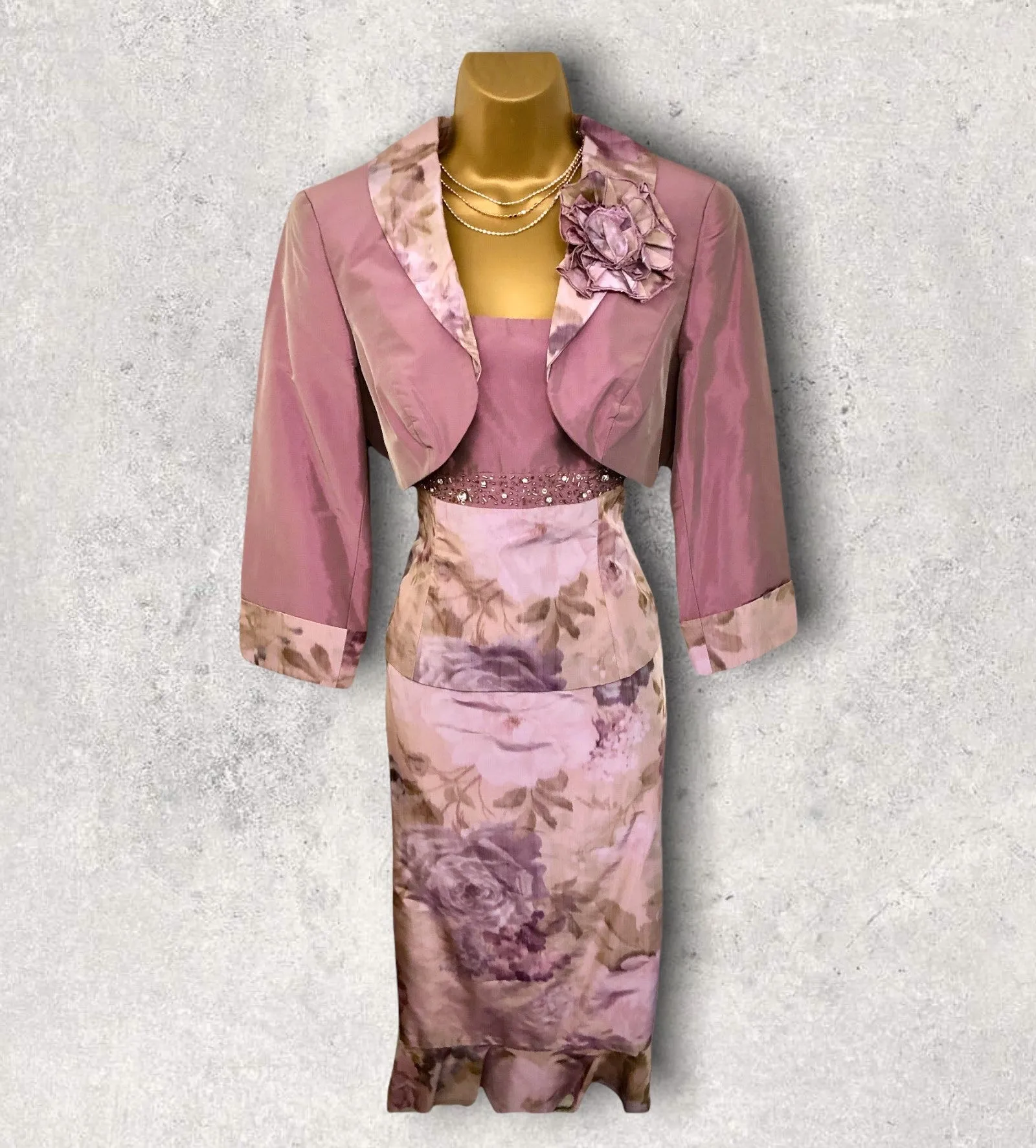 Frank Usher Lavender Floral 3 Piece Wedding Suit UK 12 US 8 EU 40