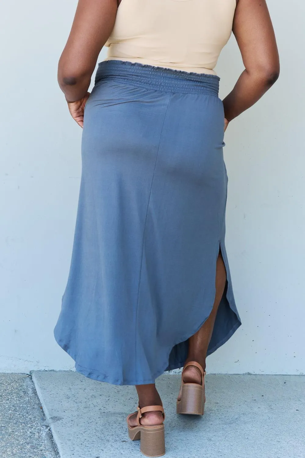 Full Size High Waist Scoop Hem Maxi Skirt