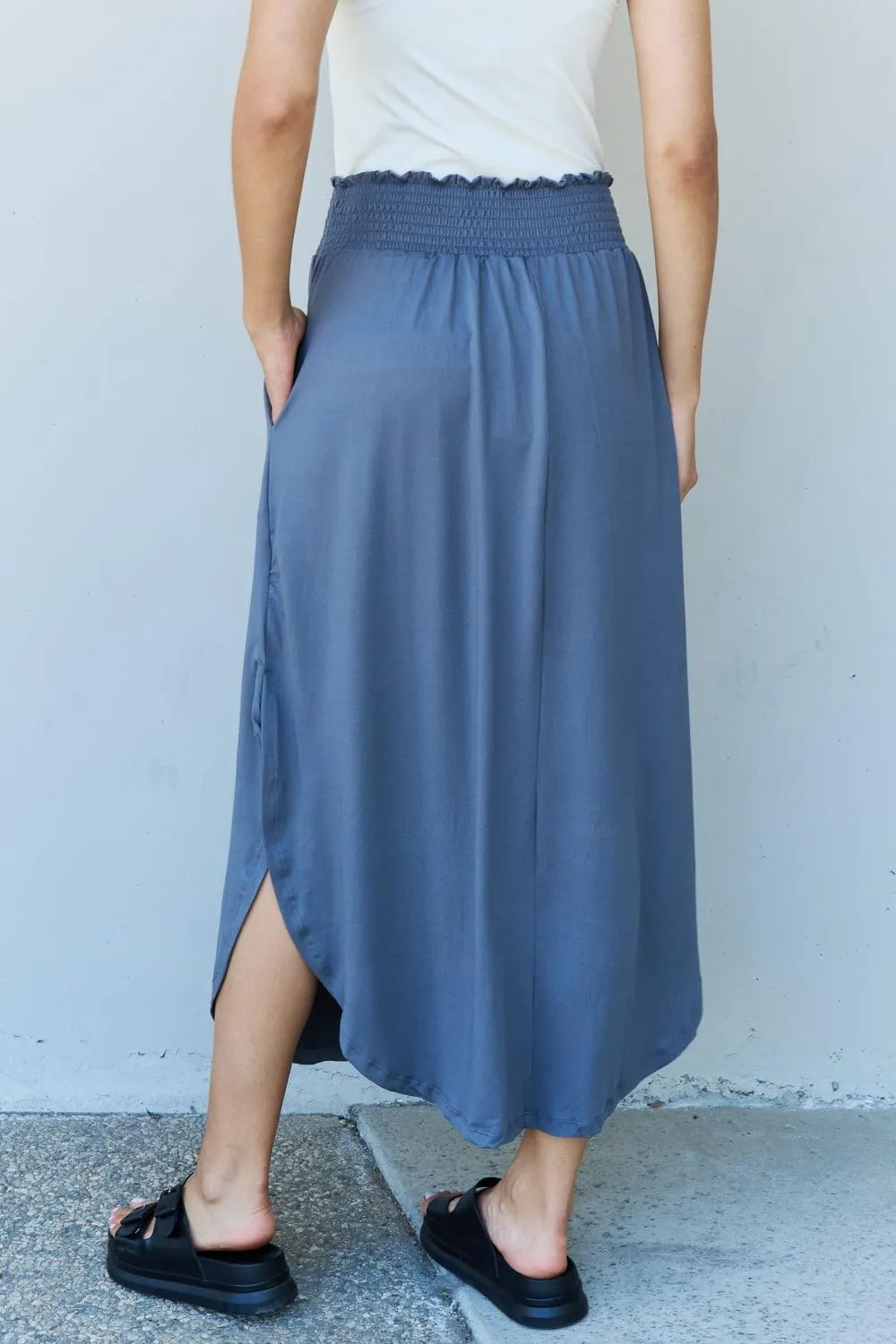 Full Size High Waist Scoop Hem Maxi Skirt