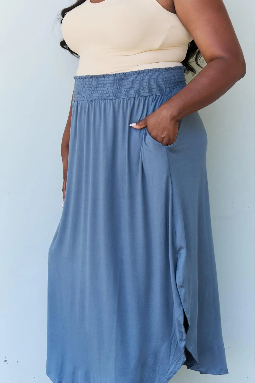 Full Size High Waist Scoop Hem Maxi Skirt