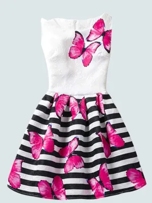 Girls Butterfly Printed A-Line Dress