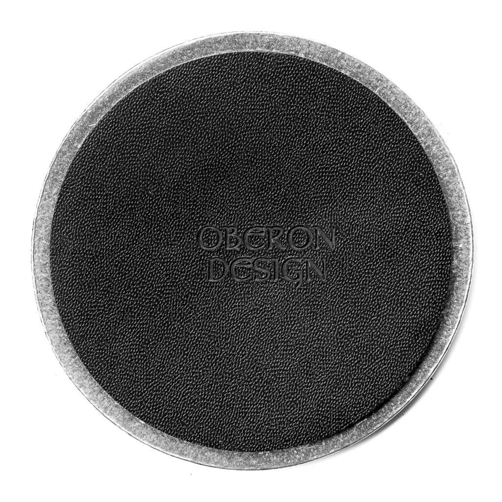 Glazed Bison Black Leather & Metal Deluxe Coaster Set