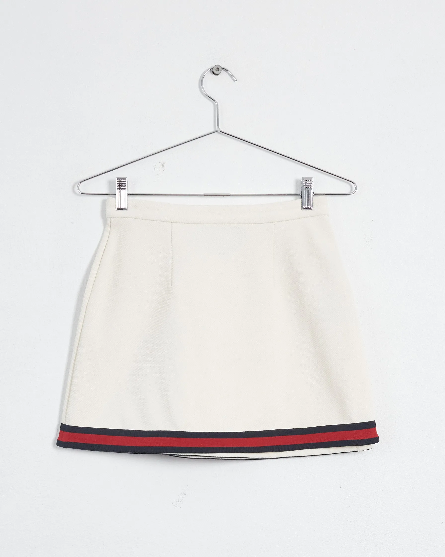 Gucci crossover front mini skirt, cream, 8