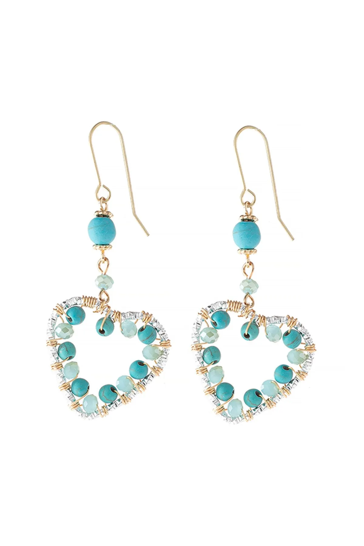 Hde3099 - Heart Beaded Drop Earrings