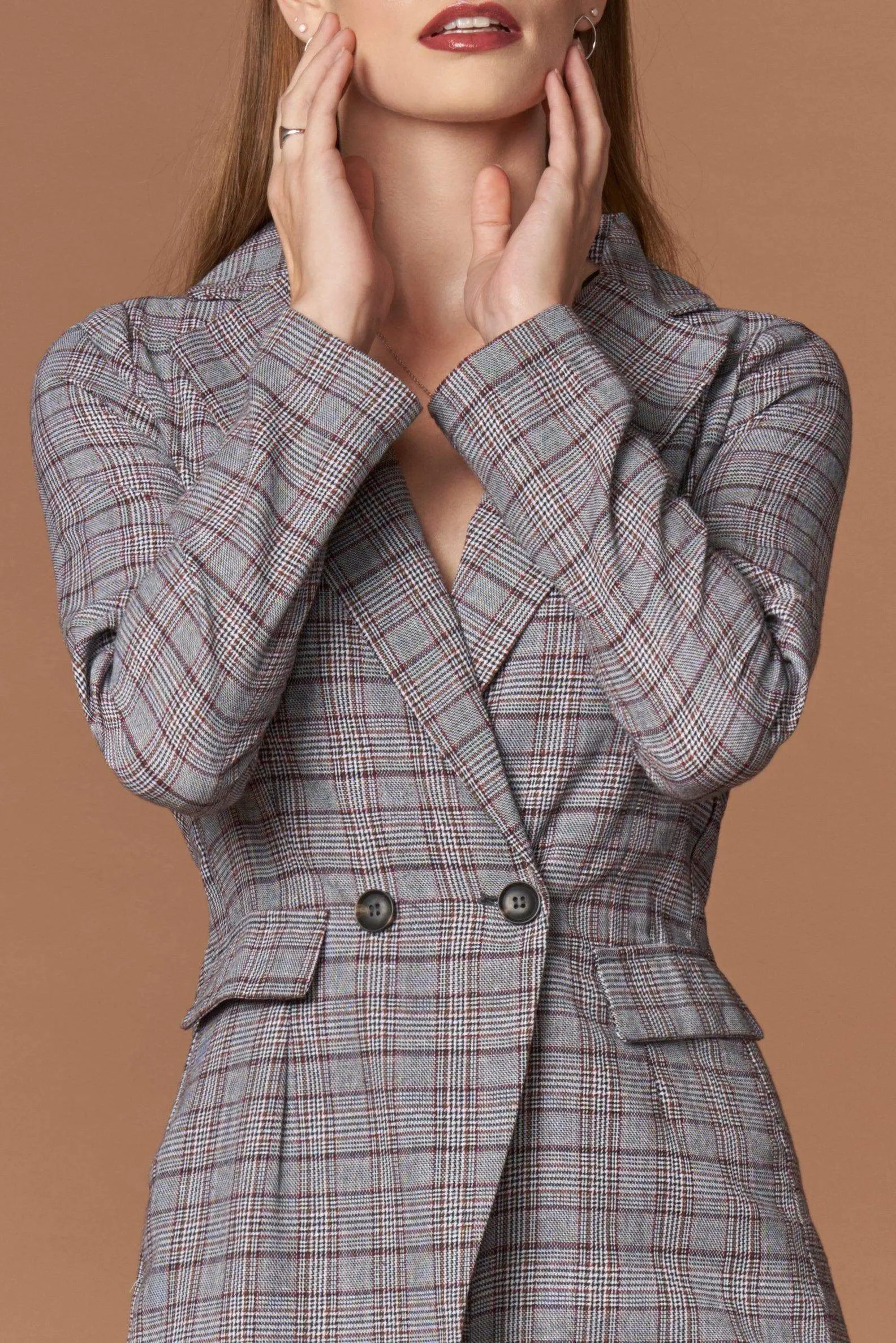 Icon Grey Plaid Blazer Romper