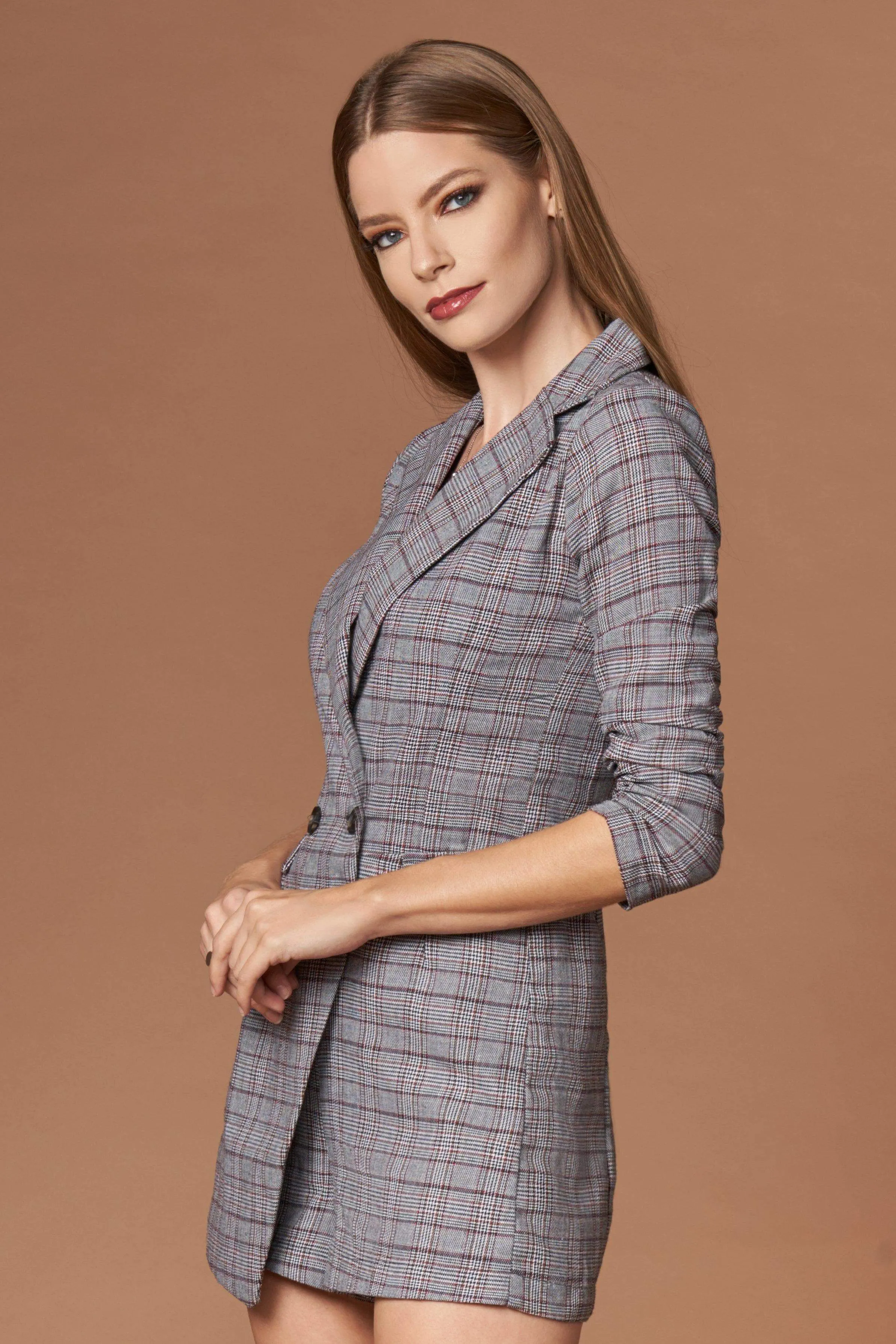 Icon Grey Plaid Blazer Romper