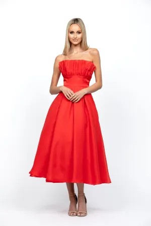 Itzi Ruffled Tea Length Midi