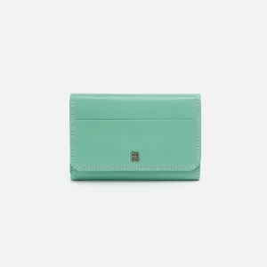 Jill Trifold Wallet in Polished Leather - Seaglass