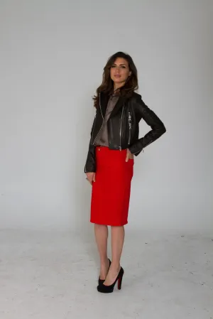 Lava Red Pencil Skirt